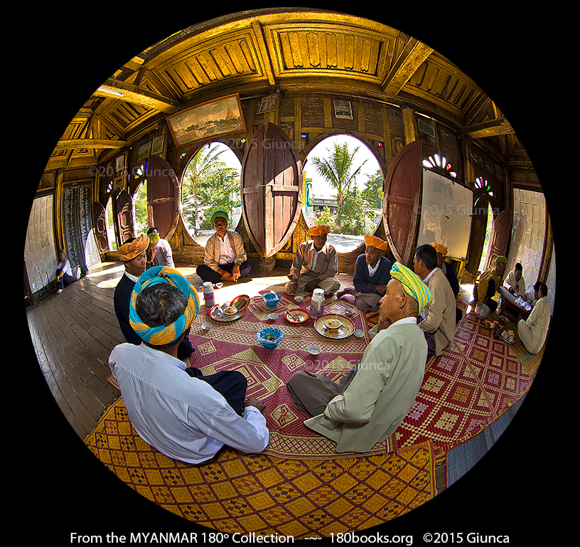 Image of Locals enjoying tea in the Shwe Yan Pyay Monastery