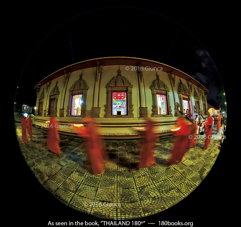 Image of Monks circumambulate around the temple 3 times in a clockwise direction.