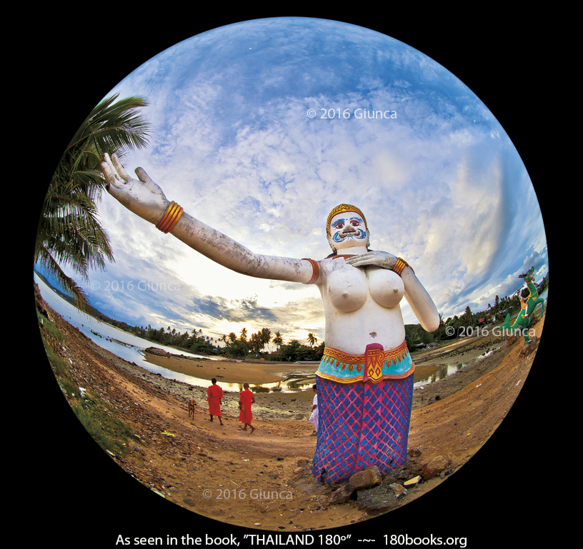 Image of A Phii Seua Samut Statue That Towers Over the Island Landscape