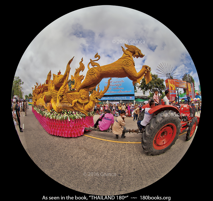 Image of a float is covered with many Thai/Hindu mythological creatures 