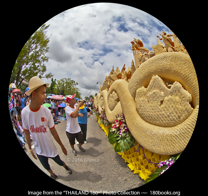 Image of The soft beeswax details need to be sprayed with water to cool during the parade.