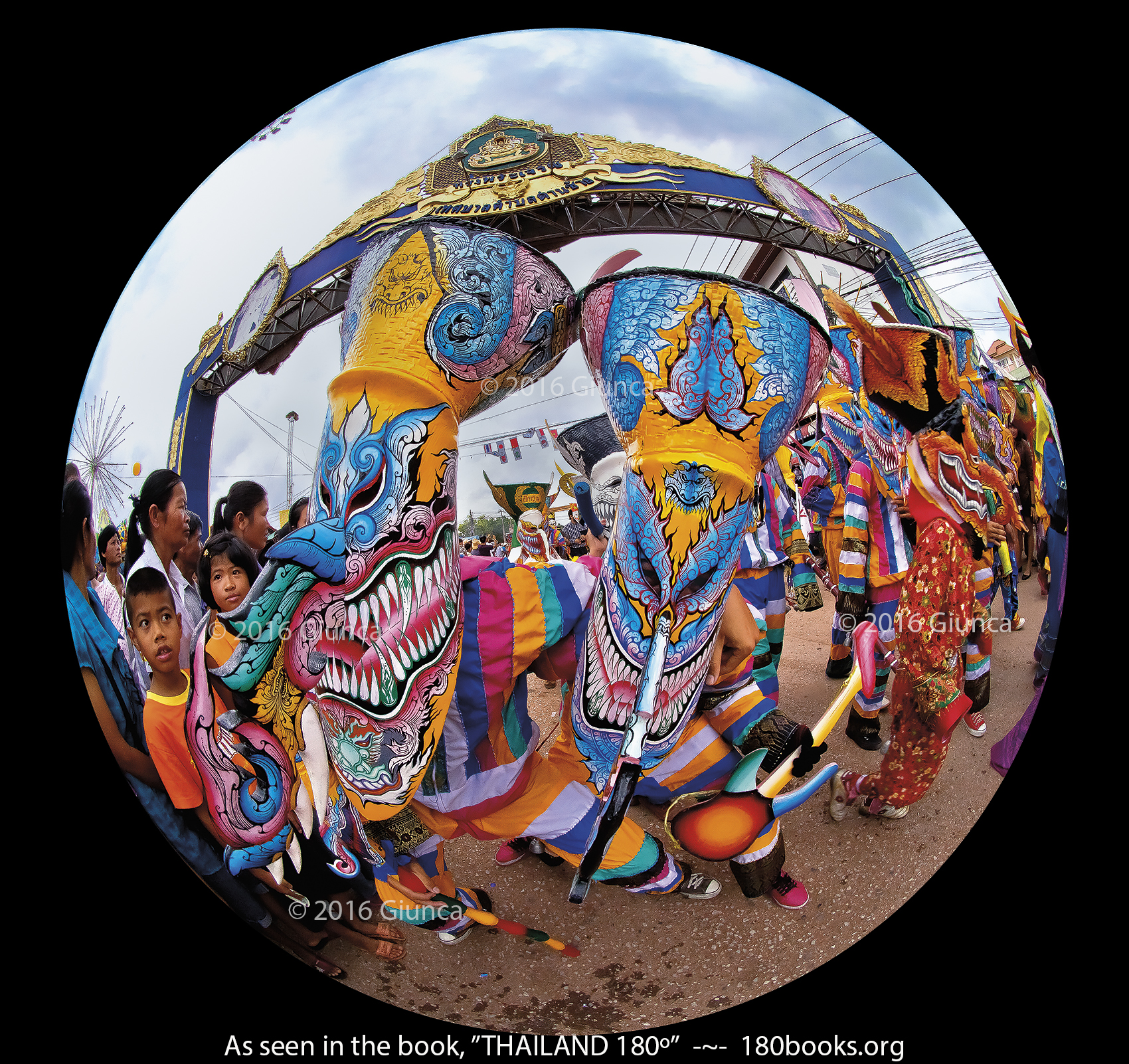 Image of Excellent examples of Phi Ta Khon masks on parade in Loei, Thailand