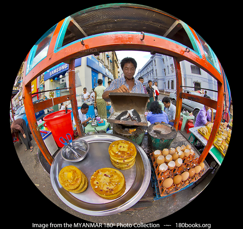 Image of a Bein Mont Vendor in downtown Yangon