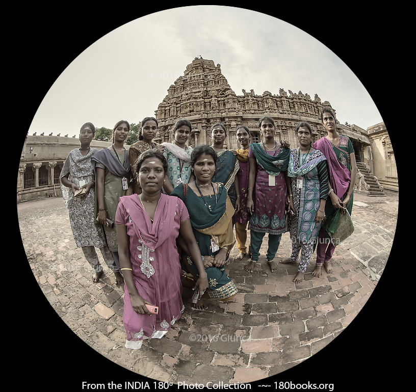 Image of University students at the Brihadeeswara Temple in Tamil Nadu, India
