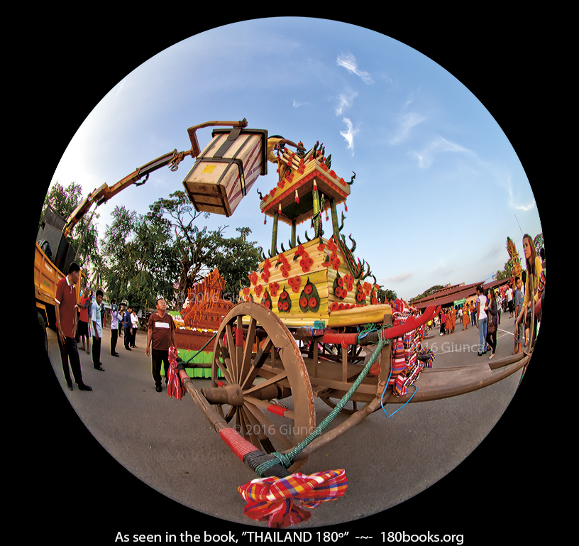 Image of A Crane Attaches the Top to a Castle