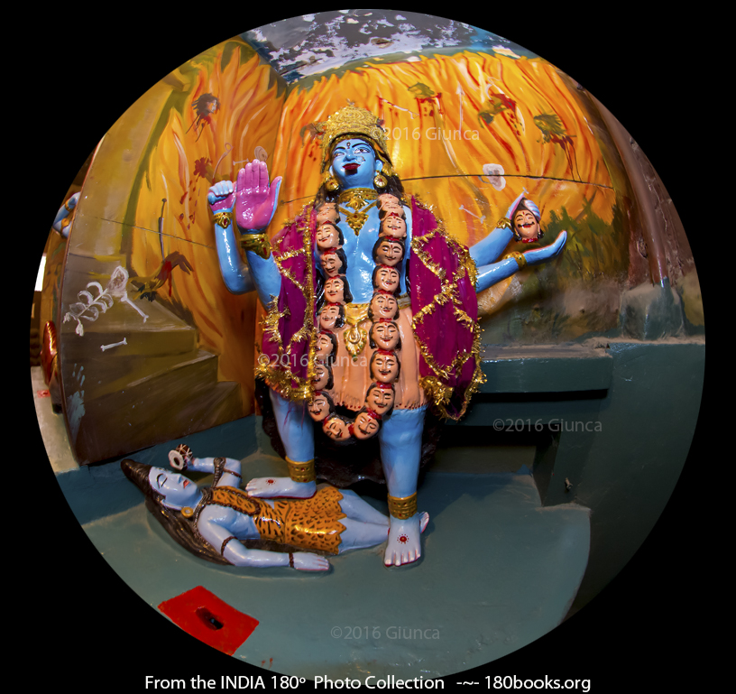 Image of Kali in a diorama at the Shri Krishna Pranami Mandir