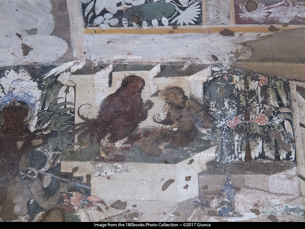 image of A Kinnarar couple in a painting at the The Ajanta Caves in Aurangabad district of the Maharashtra state of India