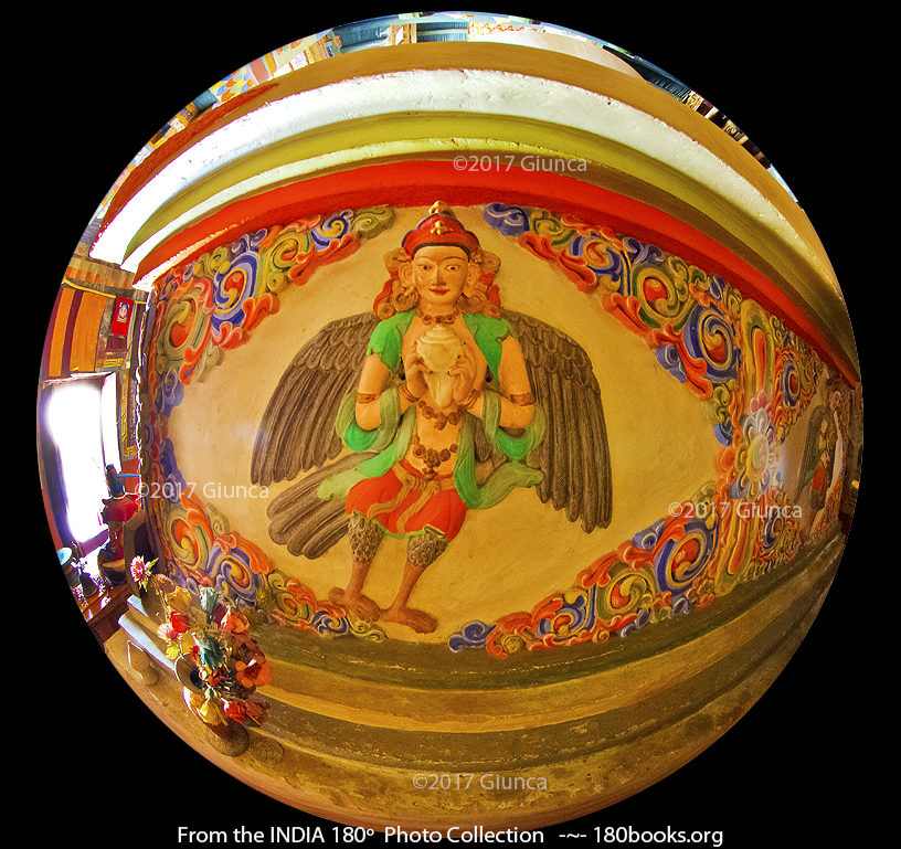 Image of Kinnara; half-man and half-bird at Rizong Monastery in Ladakh, India