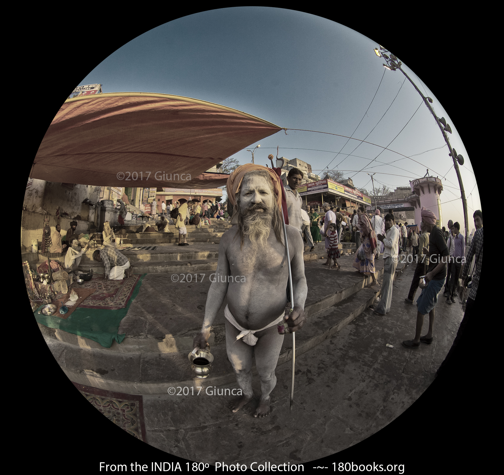 Image of An Aghori, ascetic Shaivite holy man, smeared with cremation ashes in Varanasi