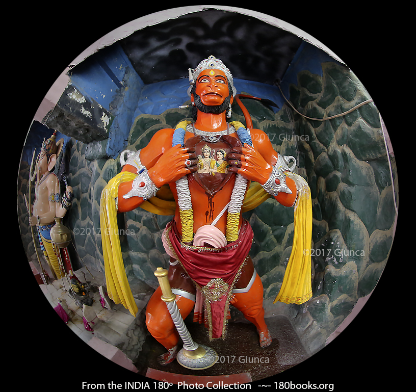 Image of a Statue of Hanuman Showing Rama and Sita in His Heart