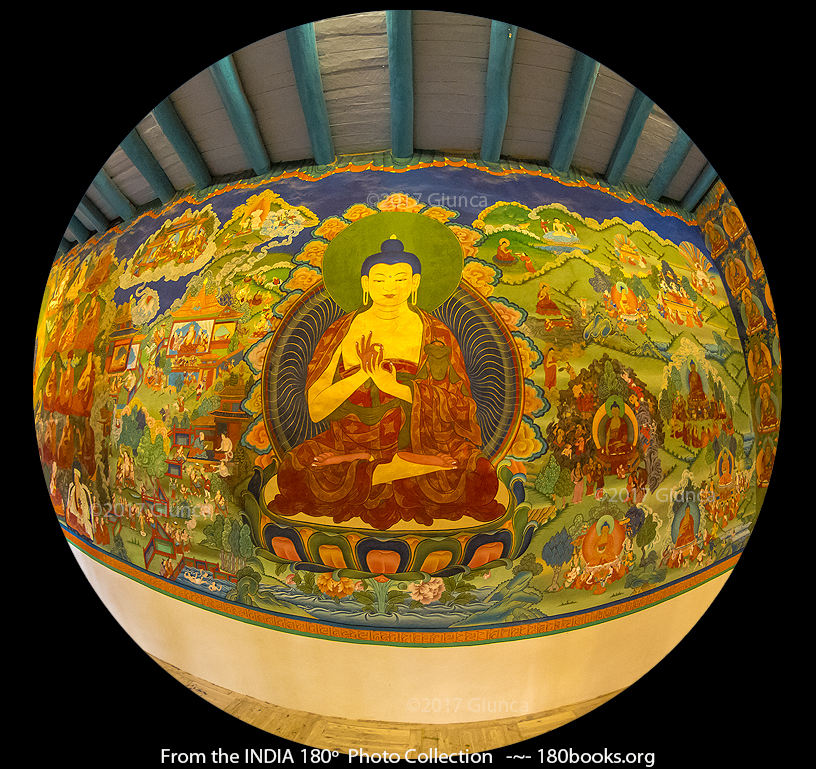 Image of a Mural of a Dharmachakra Mudra at the Hemis Monastery in Ladakh, India