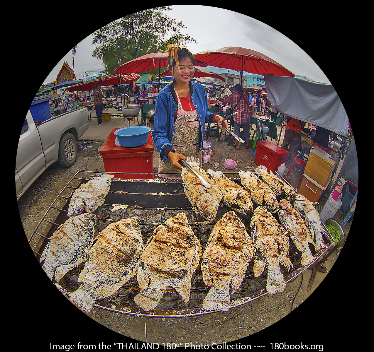 Image of BBQ fish vendor,