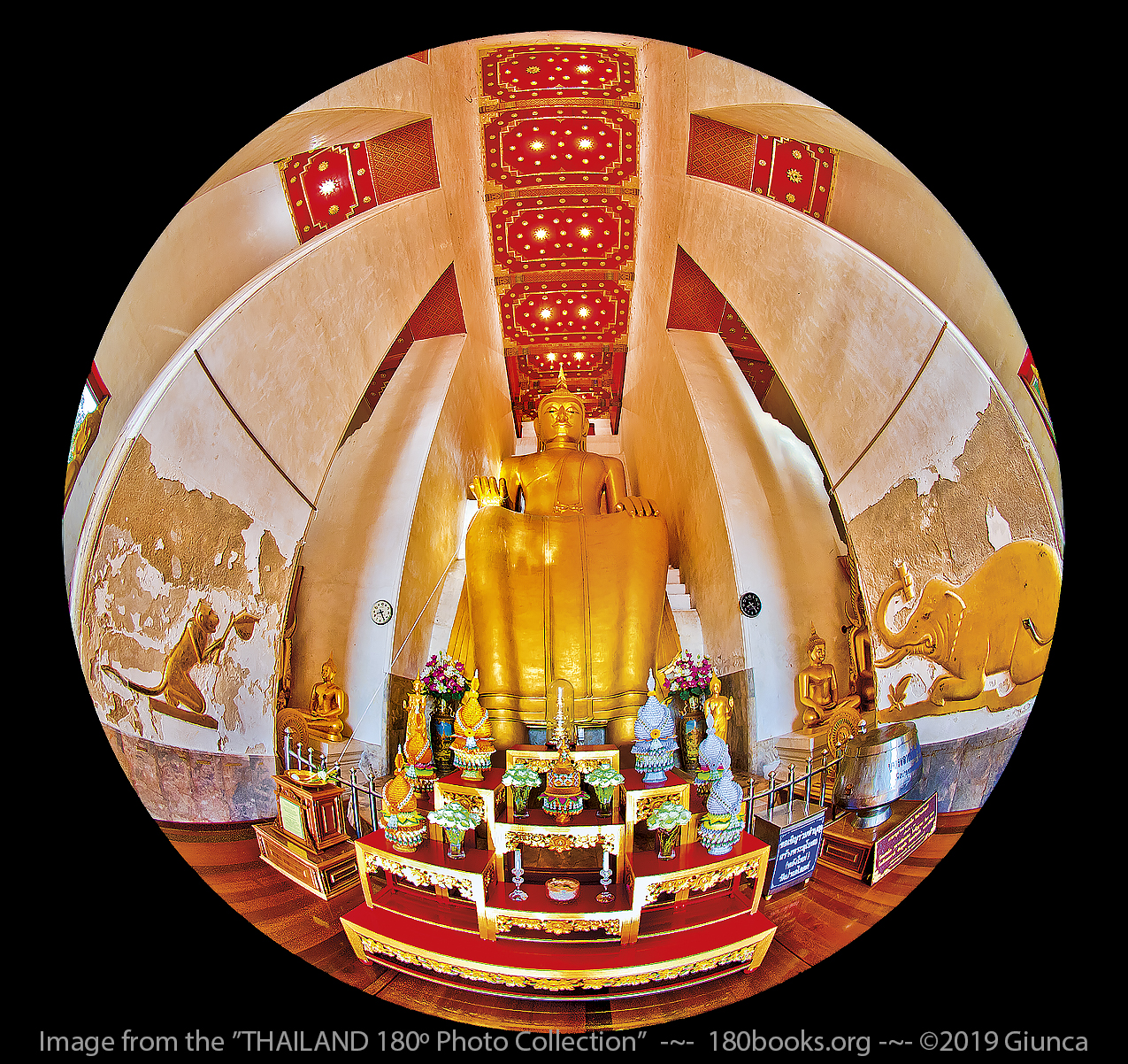 Fisheye photo of Buddha statue
