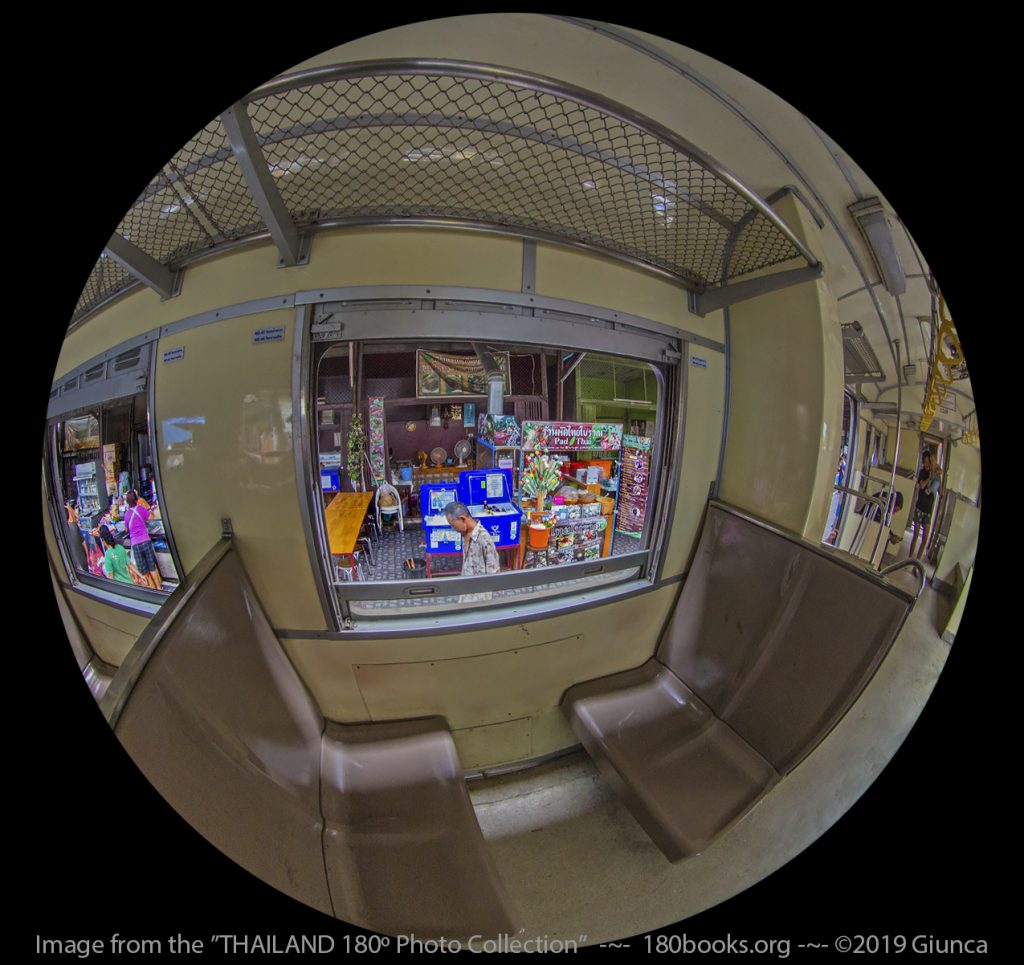 Fisheye image of Our seats on the SRT to Maha Chai